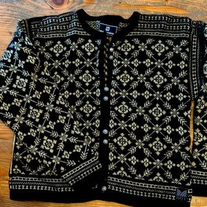 Dale of Norway Black Tan Cardigan Wool Women’s M like new